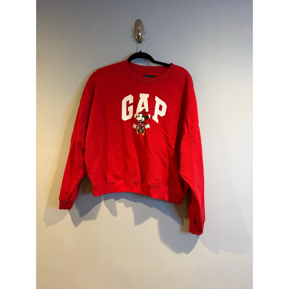 Gap x Disney Minnie Mouse Sweatshirt Womens Large Red Graphic Crewneck